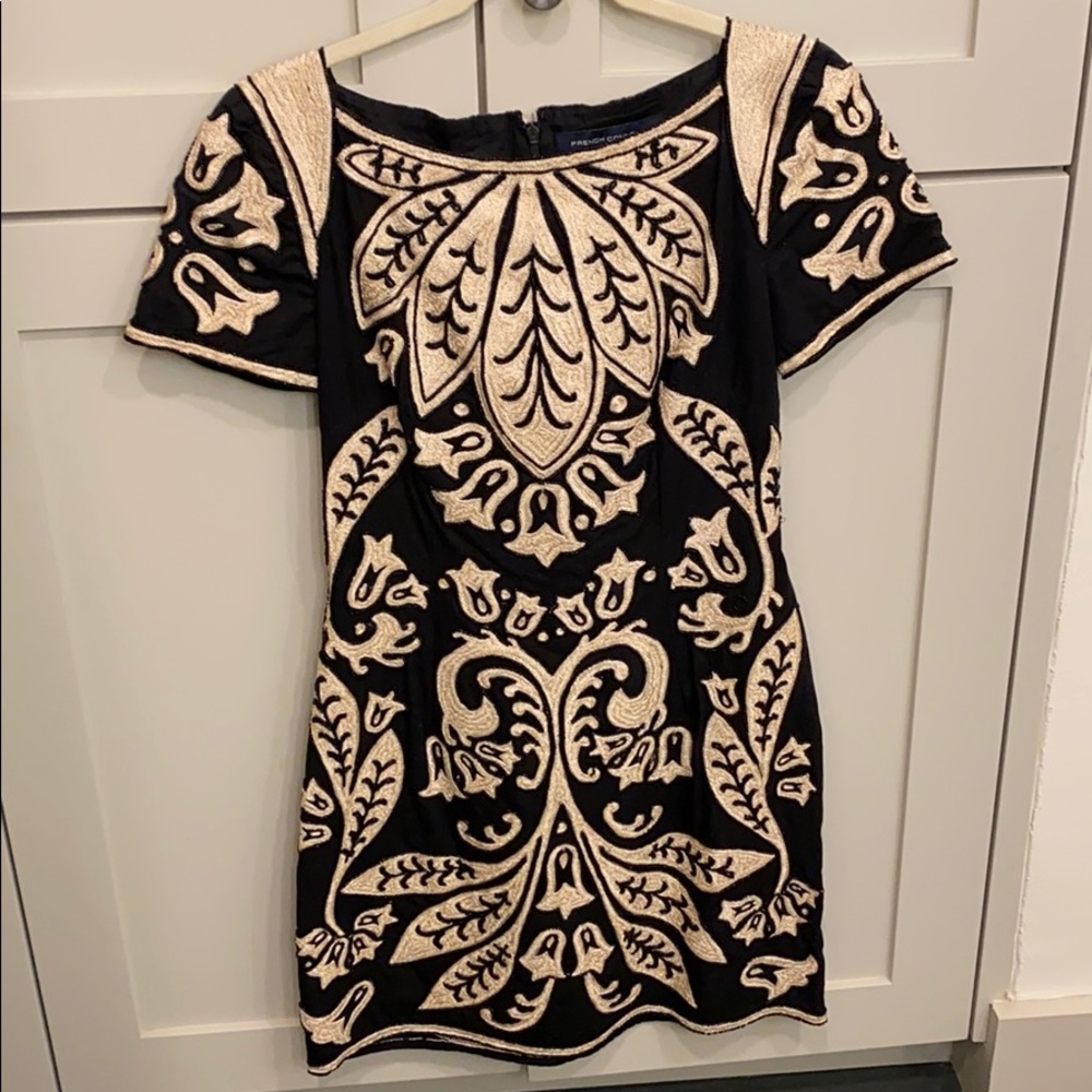 French Connection Beaded B&W Dress